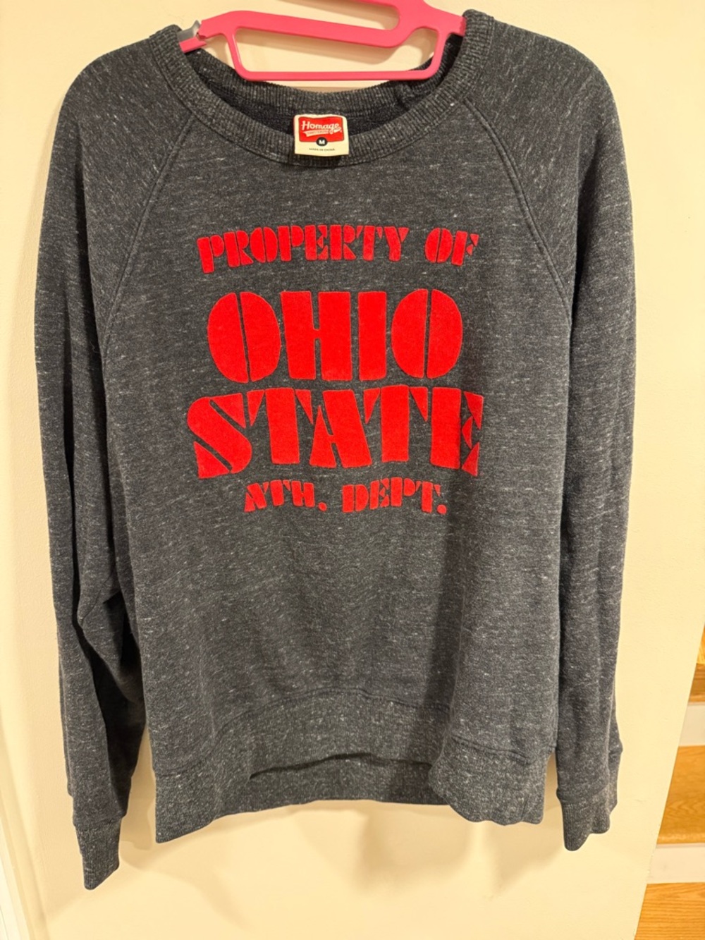 HOMAGE Gray Crewneck Sweatshirt with Red Ohio State Print